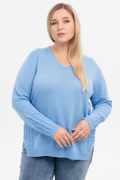 Джемпер с V-образным вырезом из кашемира AREOLA 10462 незабудка - фото 6