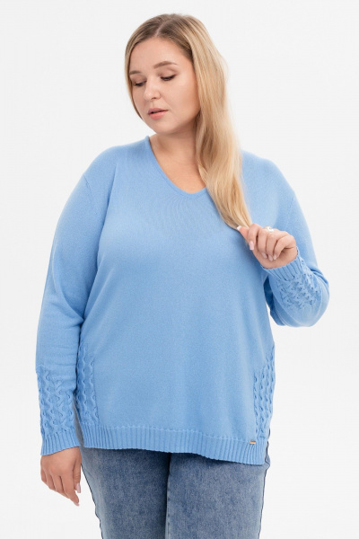 Джемпер с V-образным вырезом из кашемира AREOLA 10462 незабудка - фото 2