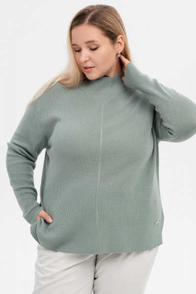 Джемпер с разрезами из кашемира и Мериноса AREOLA 10464 абсент - фото 2