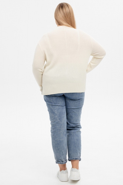 Джемпер с разрезами и воротом стойка из кашемира AREOLA 10464 жемчуг - фото 12