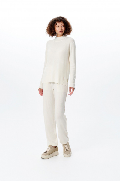 Джемпер с разрезами и воротом стойка из кашемира AREOLA 10464 жемчуг - фото 3
