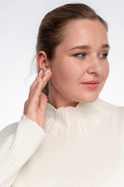 Джемпер-тuerra из кашемира с косами и стойкой AREOLA 10466 жемчуг - фото 9