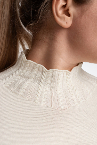 Джемпер-тuerra из кашемира с косами и стойкой AREOLA 10466 жемчуг - фото 7