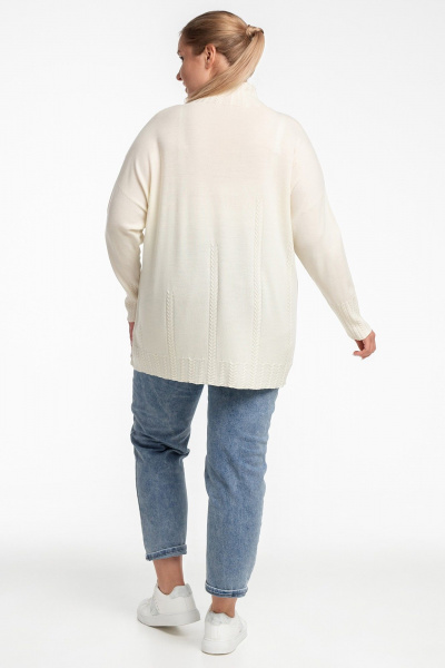 Джемпер-тuerra из кашемира с косами и стойкой AREOLA 10466 жемчуг - фото 4