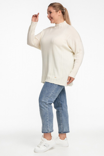 Джемпер-тuerra из кашемира с косами и стойкой AREOLA 10466 жемчуг - фото 3