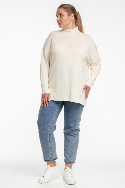 Джемпер-тuerra из кашемира с косами и стойкой AREOLA 10466 жемчуг - фото 2