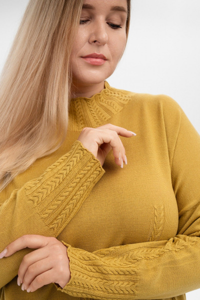 Джемпер-тuerra из кашемира с косами и длинным рукавом AREOLA 10466 карри - фото 8