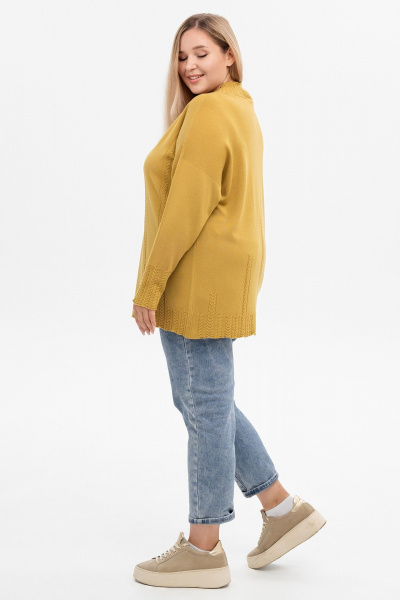 Джемпер-тuerra из кашемира с косами и длинным рукавом AREOLA 10466 карри - фото 6