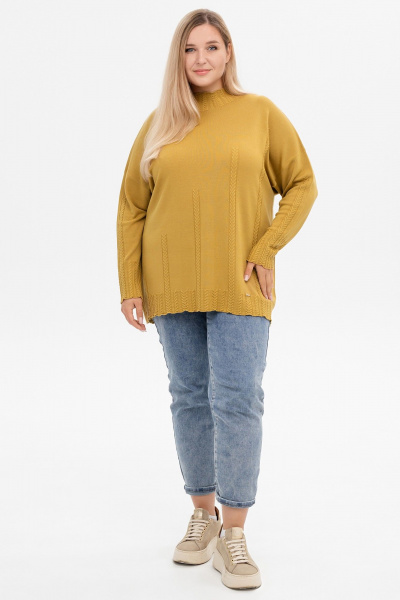 Джемпер-тuerra из кашемира с косами и длинным рукавом AREOLA 10466 карри - фото 3