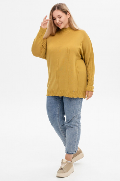 Джемпер-тuerra из кашемира с косами и длинным рукавом AREOLA 10466 карри - фото 2