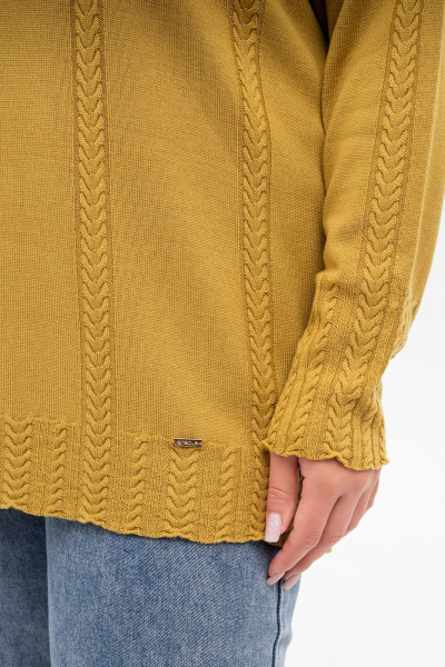 Джемпер-тuerra из кашемира с косами и длинным рукавом AREOLA 10466 карри - фото 10