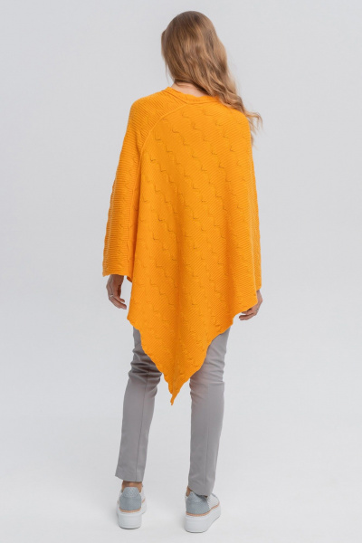 Оранжевая кашемировая накидка с ажурным узором AREOLA 10594 манго - фото 4