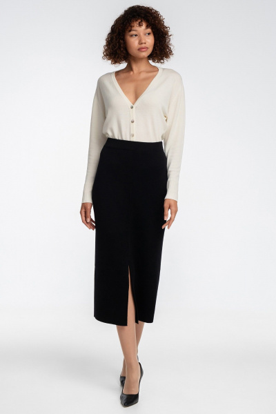 Юбка вязаная длинная карандаш с разрезами AREOLA 10688 неро - фото 9