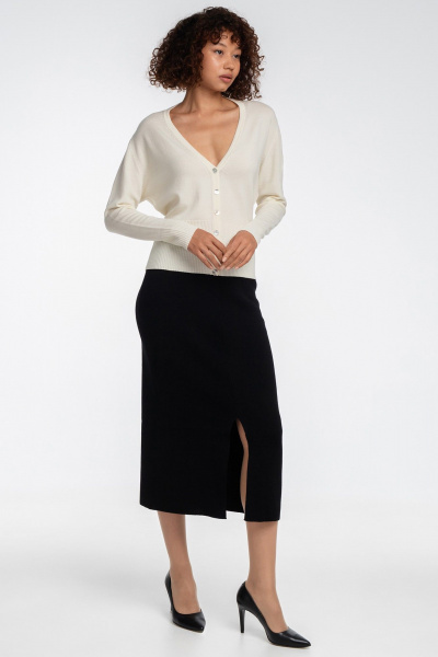 Юбка вязаная длинная карандаш с разрезами AREOLA 10688 неро - фото 7