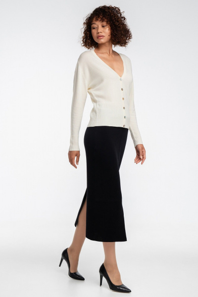 Юбка вязаная длинная карандаш с разрезами AREOLA 10688 неро - фото 1