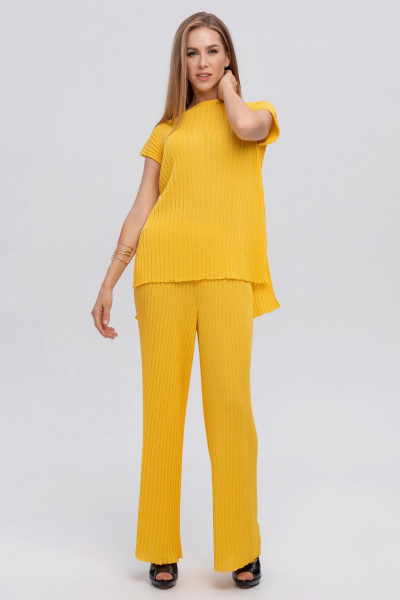 Желтые брюки плиссе из итальянской вискозы AREOLA 10793 солнце - фото 1