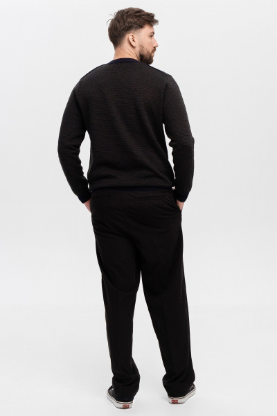 Джемпер из шерсти Меринос с полосками и классическим кроем AREOLA 10960 т.синий/торф - фото 6