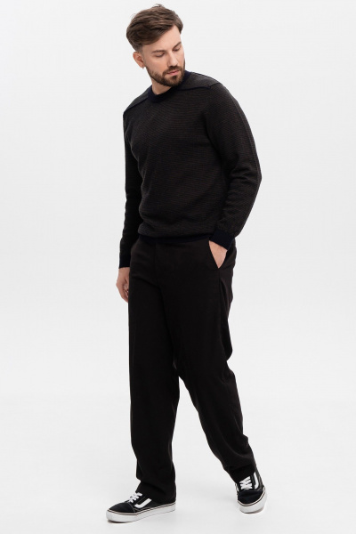 Джемпер из шерсти Меринос с полосками и классическим кроем AREOLA 10960 т.синий/торф - фото 2