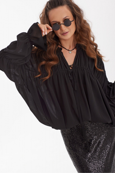 Нарядный комплект блузы и юбки с пайетками и текстилем ElPaiz 1170 - фото 3