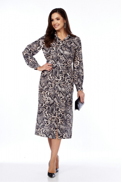 На каждый день платье-рубашка из креповой ткани с поясом БагираАнТа 1011 - фото 5