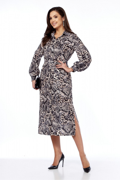 На каждый день платье-рубашка из креповой ткани с поясом БагираАнТа 1011 - фото 4