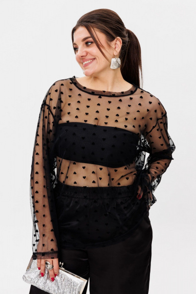 Бандо-топ из вискозы на лето, эластичный и универсальный Anelli 767 ночь - фото 7