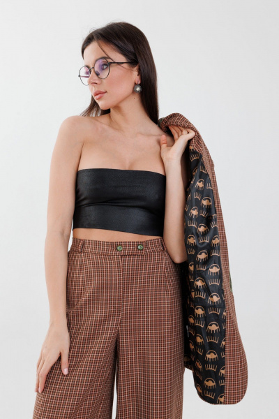 Бандо-топ из вискозы на лето, эластичный и универсальный Anelli 767 ночь - фото 9