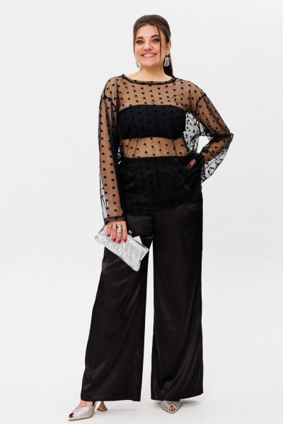 Бандо-топ из вискозы на лето, эластичный и универсальный Anelli 767 ночь - фото 8