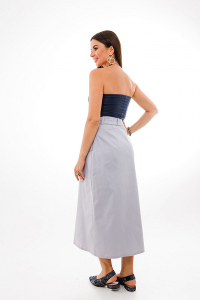 Стильный синий топ бандо из эластичного текстиля для любого образа Anelli 767 сумерки - фото 5