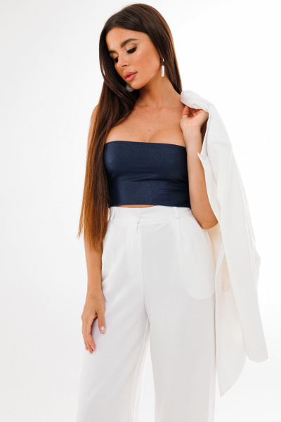 Стильный синий топ бандо из эластичного текстиля для любого образа Anelli 767 сумерки - фото 1