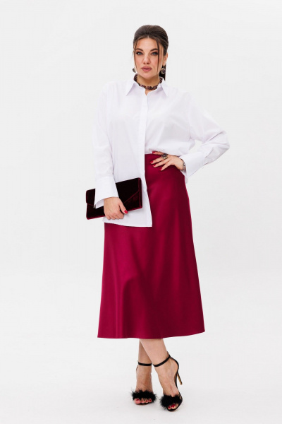 Красивая юбка из атласа с косым кроем и молнией Anelli 1291 вишневая_наливка - фото 11