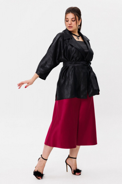 Красивая юбка из атласа с косым кроем и молнией Anelli 1291 вишневая_наливка - фото 10