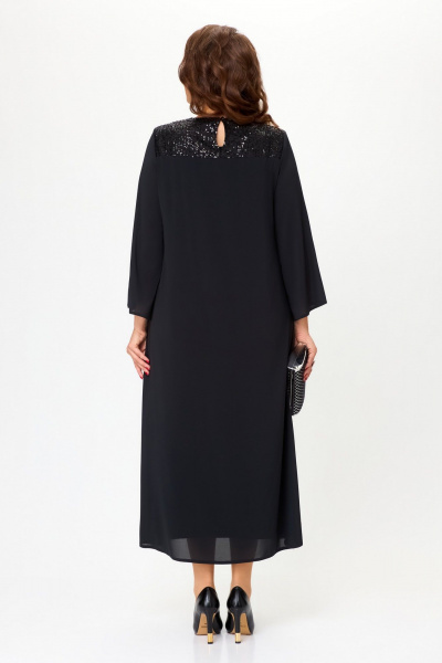 Черное платье из шифона с кокеткой и эластичным трикотажем Svetlana-Style 1963 - фото 2