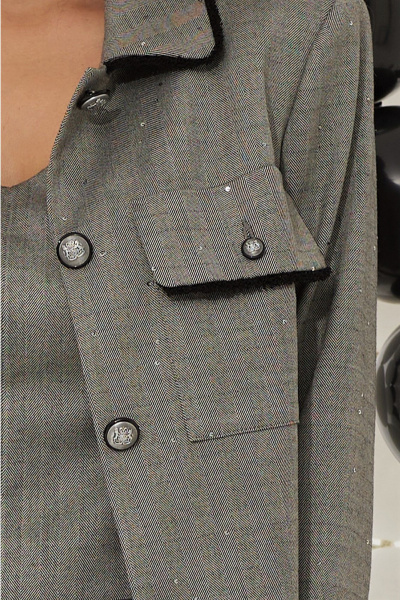 Комплект жакета, топа и юбки из тканевой с пайетками Магия моды 2528 серый - фото 6