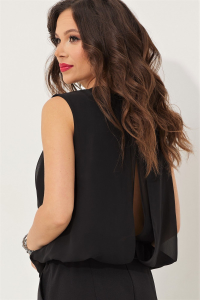 Элегантный жакет и юбка из фактурного трикотажа эффект бархата Магия моды 2521 черный - фото 8