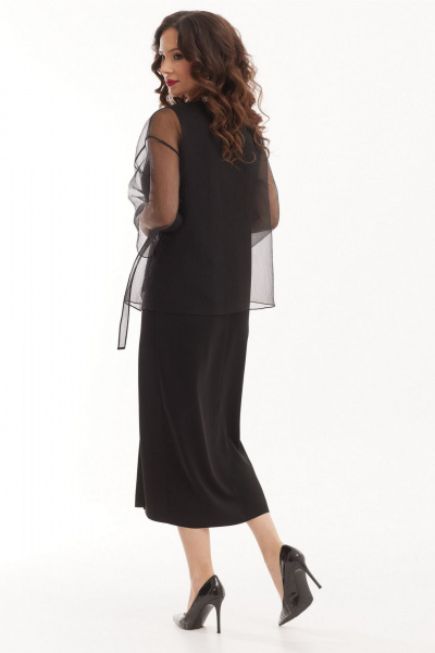 Нарядное платье и блуза из органзы и текстиля Магия моды 2529 черный - фото 2