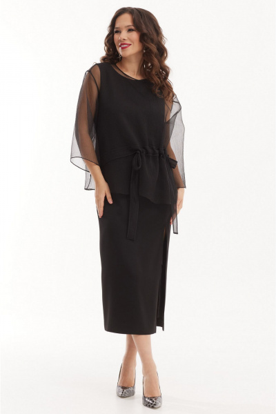 Нарядное платье и блуза из органзы и текстиля Магия моды 2529 черный - фото 4