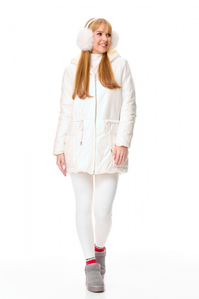 Комплект зимний из куртки из плащёвки и трикотажа T&N 7596 молочный_перламутр/топленое_молоко - фото 10