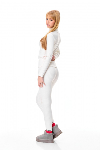 Комплект зимний из куртки из плащёвки и трикотажа T&N 7596 молочный_перламутр/топленое_молоко - фото 7