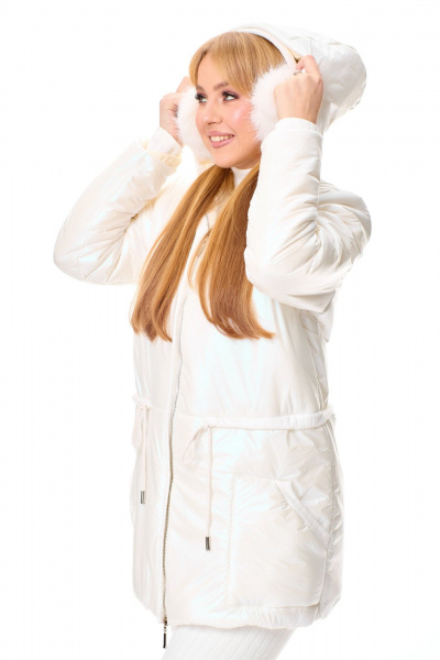 Комплект зимний из куртки из плащёвки и трикотажа T&N 7596 молочный_перламутр/топленое_молоко - фото 5