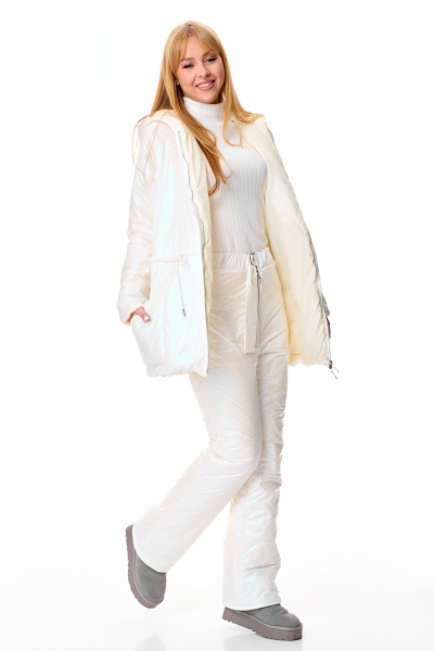 Брюки утепленные и утепленная куртка из плащёвки T&N 7598 молочный_перламутр - фото 4