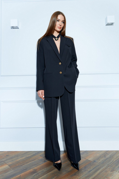 Классический костюм из поливискозы с галстуком и брюк EZER 2001 черный - фото 3