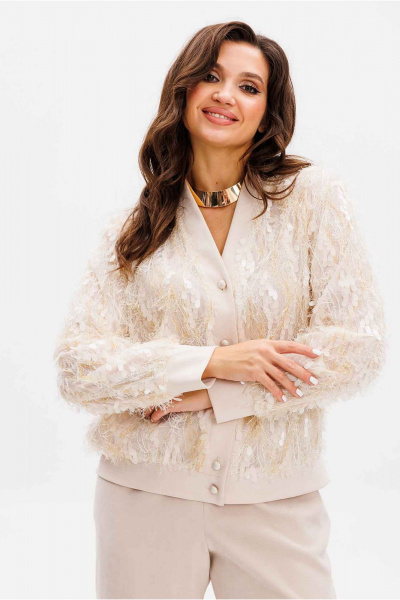 Брюки палаццо с боковыми карманами и жакет на пуговицах Mislana 1154 - фото 6