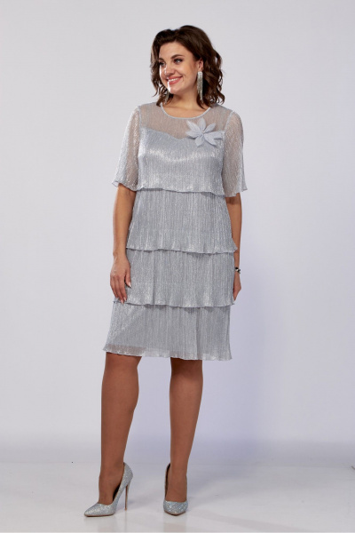 Платье нарядное свободное из плиссированного текста Mira Fashion 4389-7 - фото 4