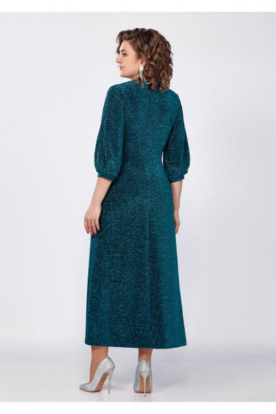 Платье из трикотажа с V-образным вырезом и сборкой Mira Fashion 5480-3 - фото 3