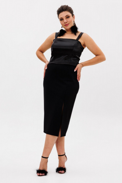 Круглогодичный элегантный атласный топ с бретелями Anelli 1429 черный - фото 4