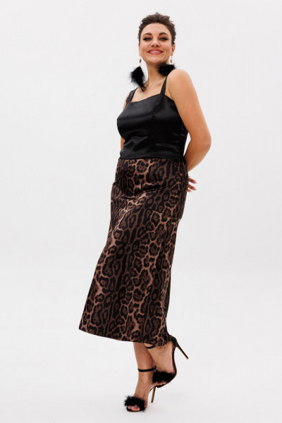 Круглогодичный элегантный атласный топ с бретелями Anelli 1429 черный - фото 2