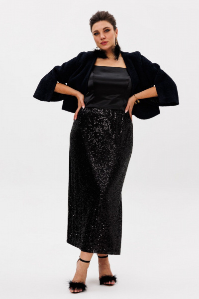 Круглогодичный элегантный атласный топ с бретелями Anelli 1429 черный - фото 10