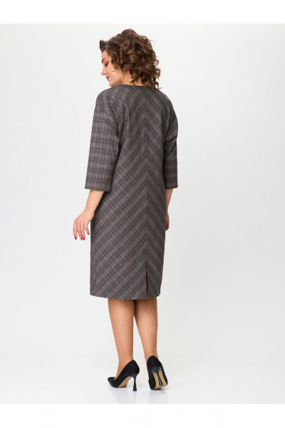 Прямое платье в клетку с рукавом летучая мышь и поясом Zlata 4440 - фото 8