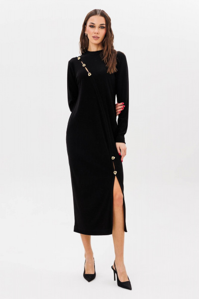 Полуприлегающее платье с асимметричным рельефом и разрезом Fantazia Mod 5024 - фото 1